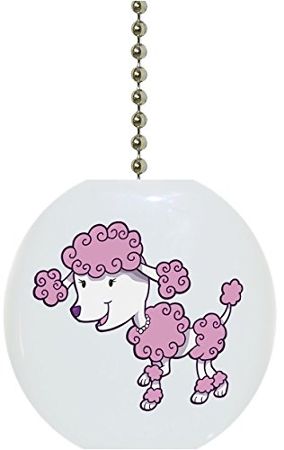 Pink and White Poodle Ceramic Fan Pull