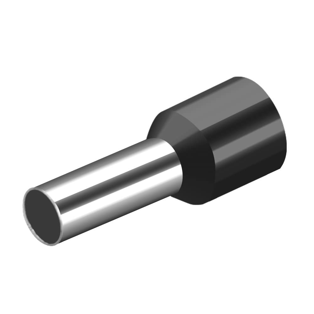 Heschen Cord End Terminal, E10-12, AWG8 / 10mm², Wire Copper Crimp Connector, Vinyl Insulated, Black, Pack of 100