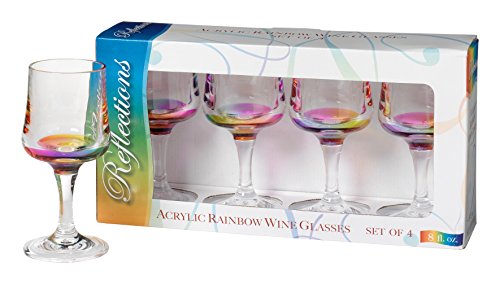 Merritt International Acrylic Rainbow Reflection Wine Glasses - Set of 4 (8 Ounces)