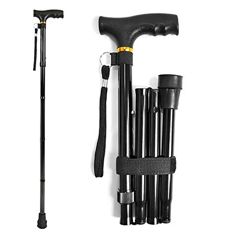 Walking Cane,Folding Cane for Men Women with T Handle,Quick Lock,Collapsible,Adjustable Walking Sticks(Black)