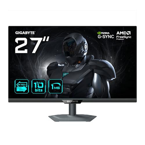 Gigabyte G27UP 27” 4K UHD Gaming Monitor - Dual Mode (4K 160Hz or FHD 320Hz), 3840 x 2160, 1ms, 400 cd/m², FreeSync Premium, HDR10, HDMI 2.1, Displayport 1.4