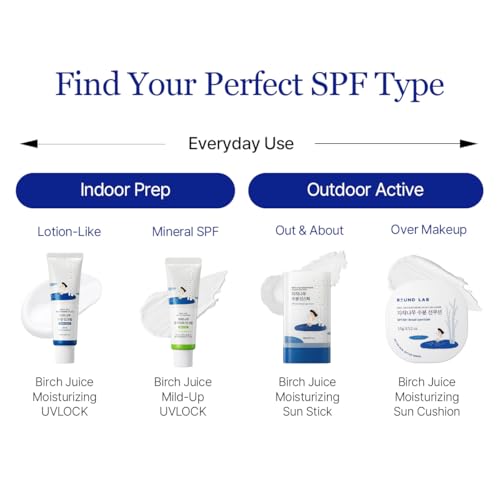 ROUND LAB Birch Juice Moisturizing Sun Stick Broad Spectrum SPF 50+, 0.67oz, Sunscreen Stick for face and body, No White Cast, Non-Sticky, Travel-Friendly, Protector Solar Barra, Korean Sunscreen