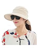 Lujuny Removable Crown Sun Hat - 2 in 1 Zipper UV Protection Visor Bill Cap for Hiking Safari Golf Gardening Fishing