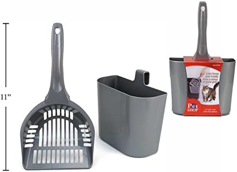 Pet Shop Litter Scoop and Caddy Set 11" x 6.4" x 3.5" 1pc Grey