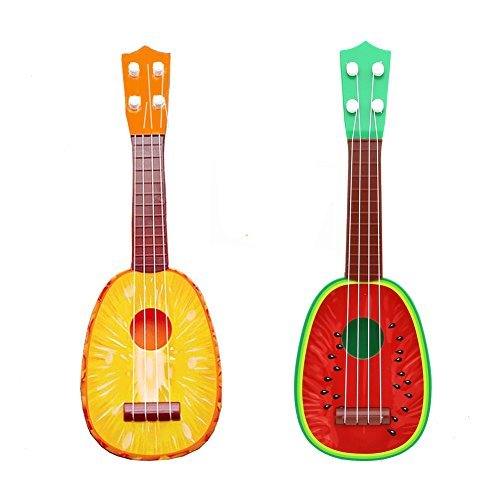 Johouse Fruit Ukulele Guitar, Musical Instrument Fruit Guitar, 4 String Mini Play Musical Instruments Toys Children,Educational Toy, set of 2