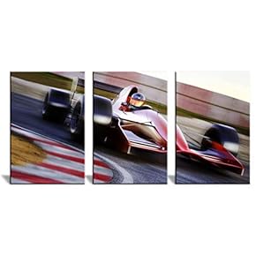 3 Panel Racing Car in Motion at High...