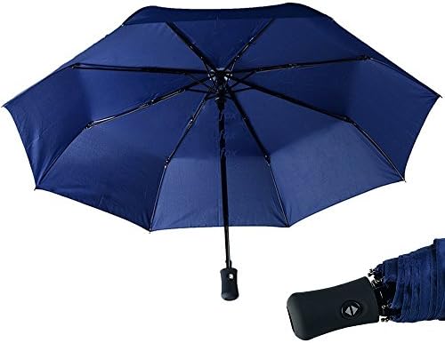 Ufox 50MPH compact travel Umbrella, auto open &amp; close, Durability Tested 5000 Times, Auto Open/Close, 43.3inch stylish Spphire Bule with comfortable Non-Slip Arc Grip