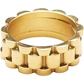 Shapes Studio 18K Gold Plated Belt Chain Ring, Gold Rings for Women, Stacking Rings, Gold Band Minimalist Style