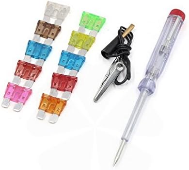Fuxell Testers DC 6V 12V 24V Car Test Circuit Electric Voltage Probe Pen Tester Tool w 10pcs Blade Fuse