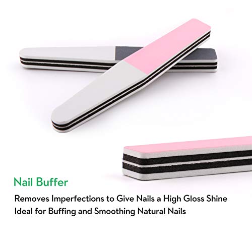 Nail Files and Buffers Set,Tapered Diamond Professional Manicure Tools Kit by Kimkoo, 180/100 Grit Emery Board Nail Files and 2 Sided Buffers block,Great For Natural Nails and Acrylic Nails - Thumbnail 4