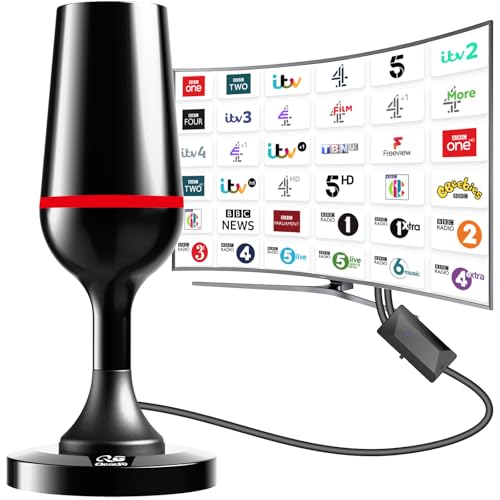 Digital TV Aerial Indoor, TV Aerial Booster with Strong Magnetic Base, 4K 1080P HD Indoor TV Aerial, Support VHF UHF DAB Radio Fit All Televisions