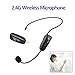 Eyoyo 2.4G Wireless Microphone Headset Stage Wireless MIC with 3.5mm Plug Receiver Black