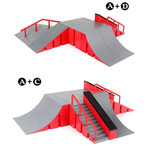 Wenasi Skate Park Kit, Ramp Parts for Finger Skateboard Ultimate Parks Training Props Novelty Finger Skateboard Toys