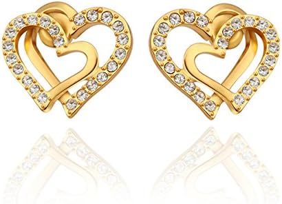 Heart Created Diamond Crystal Earring Studs