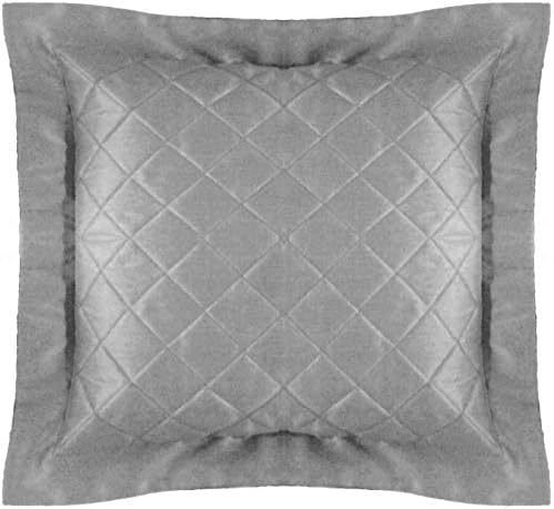 Saffron Floor Decorative Quilted Cushion Cover Extra Large Pillowcase Gray 32x32 inch (80x80 cm) Polyester Plain with 2 Inch Flange Solid Removable Cover, Insert not Included