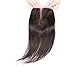 Beata Hair Middle Part Closure Straight - Natural-looking Lace Closure with Baby Hair, 4x4inch Medium Brown Swiss Lace, 130% Density Natural Black Human Hair (18inch)