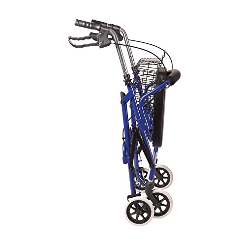 DMI Ultra Lightweight Folding Aluminum Hemi Rollator with Padded Seat