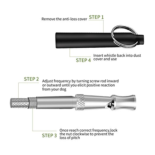Mumu Sugar Dog Whistle to Stop Barking, Adjustable Pitch Ultrasonic Training Tool Silent Bark Control for Dogs- Pack of 2 PCS Whistles with 2 Free Lanyard Strap