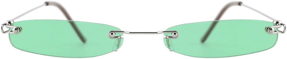 Slocyclub Vintage Rectangle skinny Sunglasses for Women Men Retro Small Thin Sunglasses Metal Frame