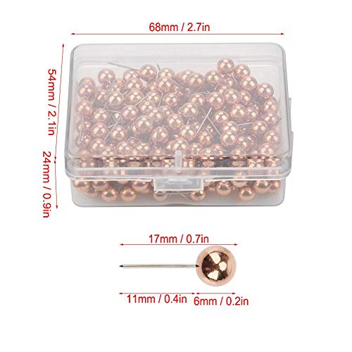200pcs Round Ball Plastic Pushpin Marking Thumbtack Pins Decorative DIY Tool(Rose Gold)