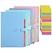 Sooez 4 Packs Expanding File Folder with 32 Labels, 5 Pockets Cute Folders, A4 Letter Size Accordion Folder Paper Organizer for School Home Office
