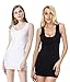 Moxeay Womens Extra Long Stretch Cotton Tank Top (Large,White&Black)