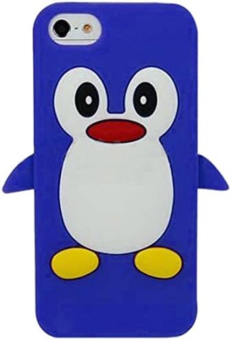 iPhone 5 Case, MyCell Penguin Silicone Protective Case + Free Screen Protector for Apple iPhone 5/5S - Blue