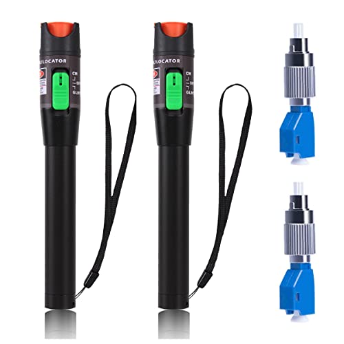 Photo 1 of 2PCS Visual Fault Locator 30mW 30KM, VFL Tester Kit Include Single Mode 9/125um FC Male to LC Female Adapter, Red Light Pen for Fiber Network Cable Test
