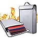 Fireproof Document Bag (15'' x 11'' x 3'') Double Layered Silicone Coated Fiberglass - Withstands Heat Up to 2000°F - Fire Resistant - Storage for Money, Documents, Jewelry, and Passport