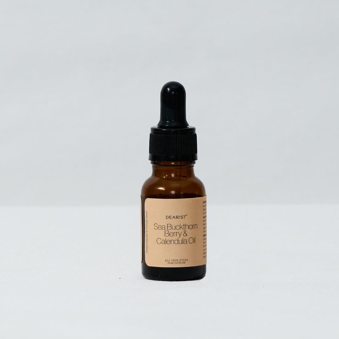 Dearist Sea Buckthorn Berry & Calendula Oil, High in Vitamin C & E, Works on Acne, Acne Scars, and Wrinkles, Suitable for All Skin Types, 15ml