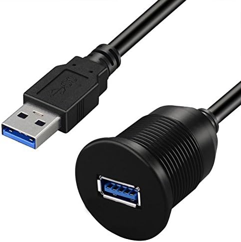 YEKELLA USB 3.0 Panel Flush Mount Cable - USB 3.0 Male to USB 3.0 Female Car Mount Flush Cable Waterproof for Car Truck Boat Motorcycle Dashboard Panel
