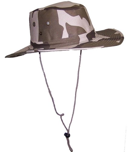 Tropic Hats 2 3/4" Wide Brim Men Safari/Outback Summer Hat w/Snap up Sides - Desert Camo Small