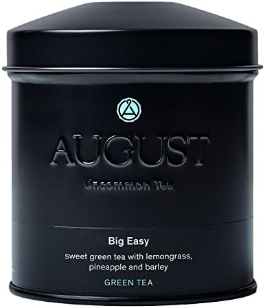 August Uncommon Loose Leaf Tea โ Big Easy โ Pineapple Barley Lemongrass Green Tea โ Hot & Iced Tea โ Natural โ 3.5 oz Tin (100g) makes 28-56 Cups