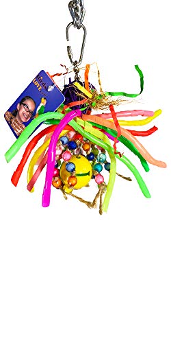 Birds LOVE Spiral Straws Toy for Small Parrots, Preening Foraging Hanging Bird Toy for Lovebirds Cockatiels Parakeets Conures, 6″