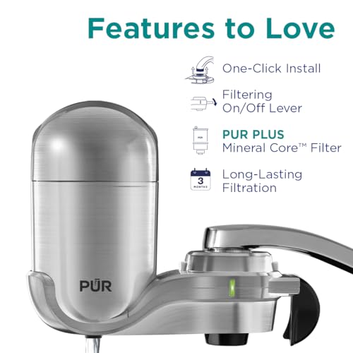 PUR PLUS Faucet Mount Water Filtration System, 3in1 Powerful, Natural
