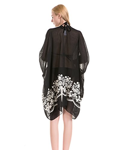 image for Gemazon　Ｃollection Embroidered Kimono Cardigan Beach Coverup – B