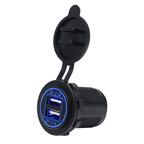 Tralntion Dual USB Car Charger 5V 2.1A/2.1A Motorcycle Vehicle Auto Car Power Adapter LED DC12V-24V