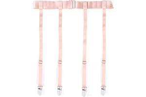 Women Black Simplicity Sexy Suspender Garter Belt for Thigh High Stockings, Metal Clips