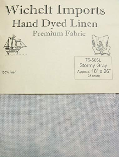 Wichelt Hand Dyed 100% Linen Stormy Gray 28 Ct 18" x 26" Cross Stitch Fabric