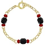 In Season Jewelry 18k Gold Plated Evil Eye Protection Simulated Azabache Baby Bracelet 4.5