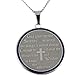 Serenity Prayer Medallion Pendant With Blue Enamel Border - Prayer Necklace - 12 Step Jewelry