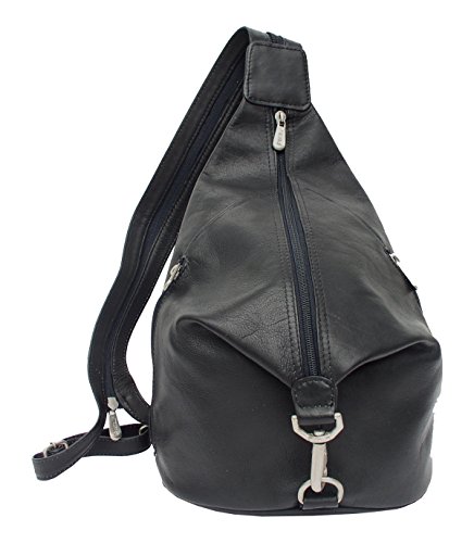 Piel Custom Personalized Leather Fashion Avenue Three-Zip Hobo Sling in Black