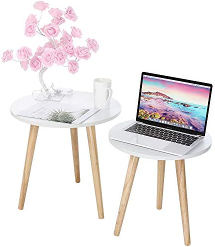 HKDGID Nordic Minimalist Modern Small and Medium Sized Coffee Table Solid Wood Tatami Table Tea Sofa Side Table Living Room Furniture Shipped from US (B-White(S))