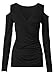 Face N Face Women's Long Sleeve Sexy Bodycon Casual Tops V Neck Tee Shirts Plus Size Medium Black