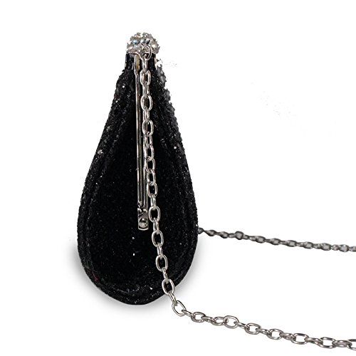 Missfiona Sparkly Glitter Formal Clutch Purse Wedding Party Evening Bag for Women(Black) - Thumbnail 3