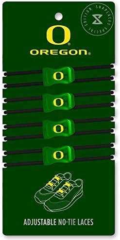 University of Oregon - Elastic No-Tie Adjustable Laces, Perfect for Fans, Kids, Adults and Athletes. One size fits all. (Green & Black / Yellow Logo)