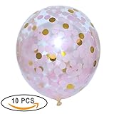 Confetti Balloons Pink and Gold 18'' Pre-Filled, 10pc Pack, For Fun Events, Birthdays, Bachelorette Party, Weddings, Engagements, Graduations, Holidays and More!
