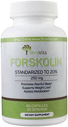 Super Forskolin, Coleus Forskohlii Standardized to 20% Pure Extract - 60 Capsules &amp; 250 mg - Men &amp; Women's Exceptional Appetite Curber, Metabolism Booster, Carb Stopper, &amp; Fat Demolisher