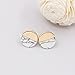 Shoopic Marble Studs Tiny White Howlite Circle Coin Piercing Earrings for Women