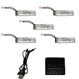OKPOW 5pcs Rechargeable Lipo Batteries with Charger for Selfie Drones JJRC H37 H31 Eachine E50 K110 RC Quadcopter 3.7v 550mAh